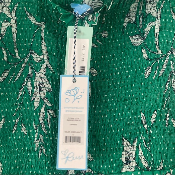 NWT Draper James Green Smocked Floral Midi Lucy Dress Sz Small - Picture 7 of 10